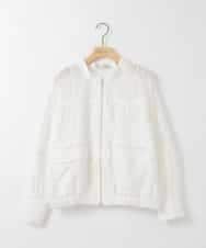 ZMJGE10140 al'aise modulation(アレーズモジュレーション) ダブルポケットレースブルゾン ホワイト