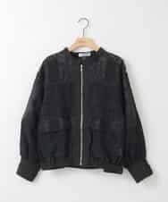 ZMJGE10140 al'aise modulation(アレーズモジュレーション) ダブルポケットレースブルゾン ブラック