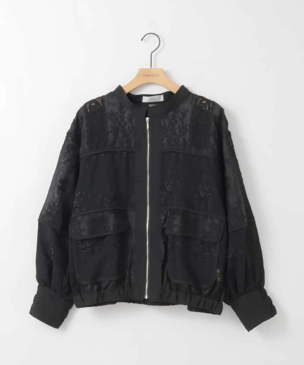 ZMJGE10140 al'aise modulation(アレーズモジュレーション) ダブルポケットレースブルゾン ブラック