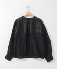 ZMJGE10140 al'aise modulation(アレーズモジュレーション) ダブルポケットレースブルゾン ブラック