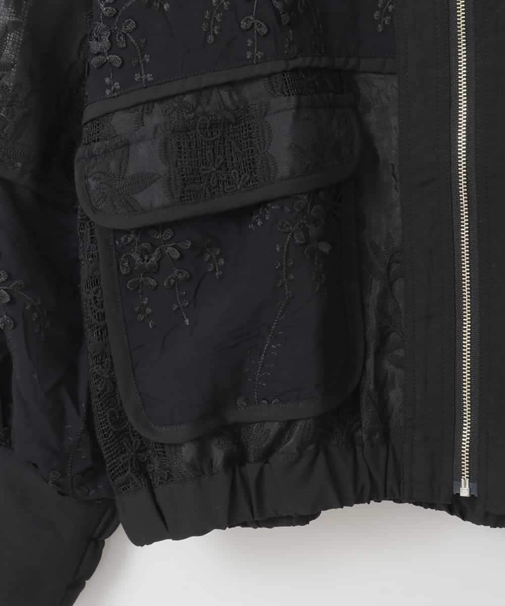 ZMJGE10140 al'aise modulation(アレーズモジュレーション) ダブルポケットレースブルゾン ブラック