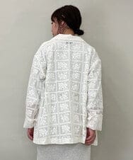 ZMJGE11120 al'aise modulation(アレーズモジュレーション) フラワーモチーフシアージャケット ホワイト