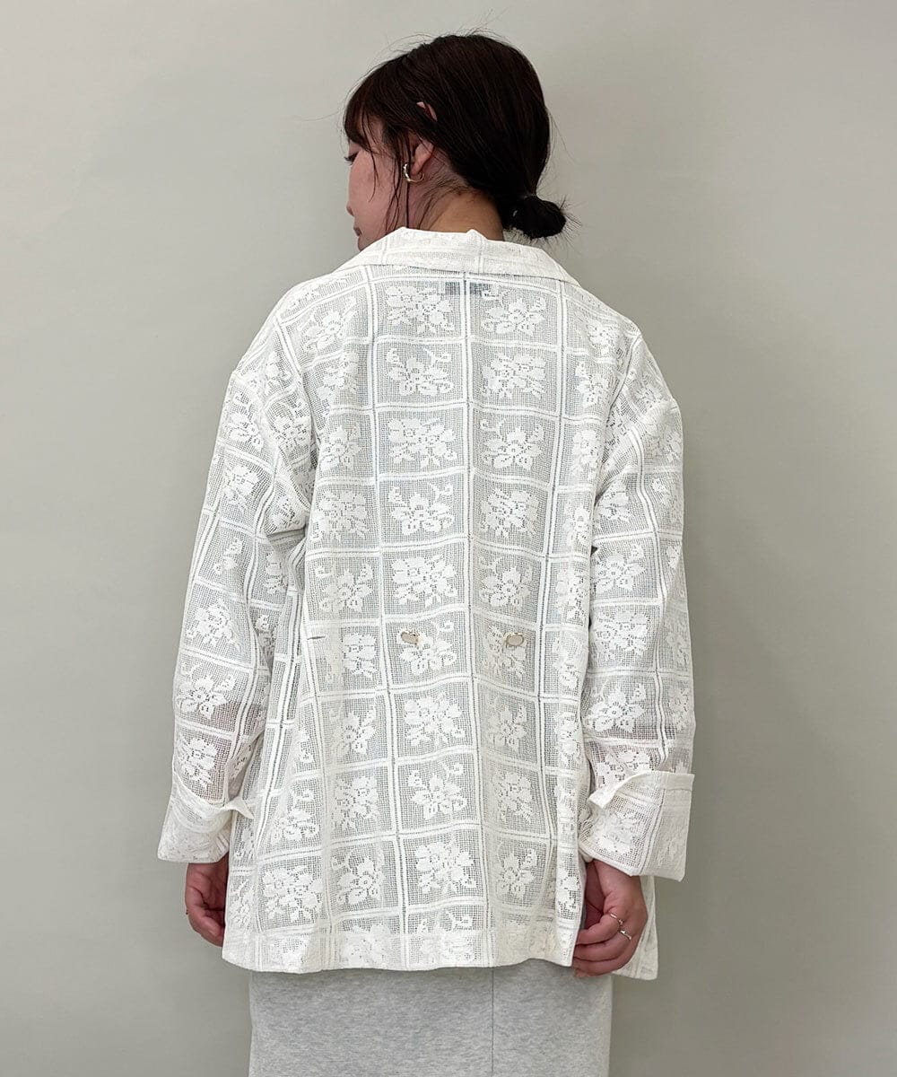 ZMJGE11120 al'aise modulation(アレーズモジュレーション) フラワーモチーフシアージャケット ホワイト