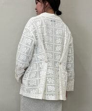 ZMJGE11120 al'aise modulation(アレーズモジュレーション) フラワーモチーフシアージャケット ホワイト