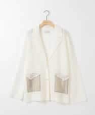 ZMJGE11120 al'aise modulation(アレーズモジュレーション) フラワーモチーフシアージャケット ホワイト