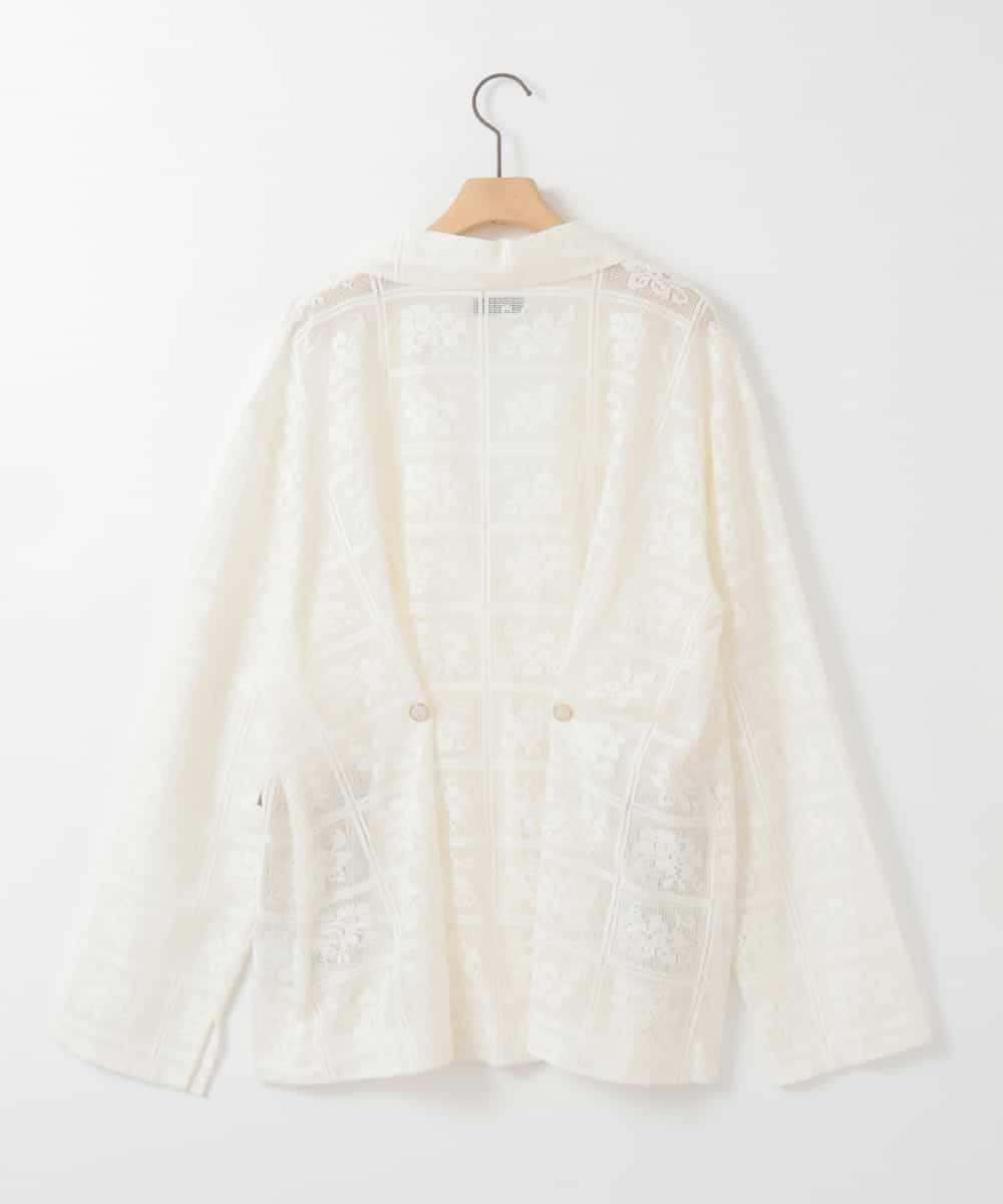 ZMJGE11120 al'aise modulation(アレーズモジュレーション) フラワーモチーフシアージャケット ホワイト