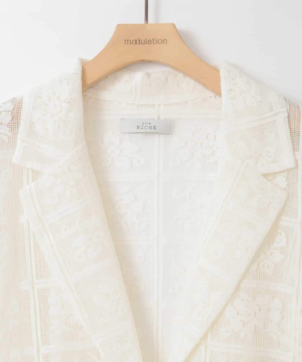 ZMJGE11120 al'aise modulation(アレーズモジュレーション) フラワーモチーフシアージャケット ホワイト