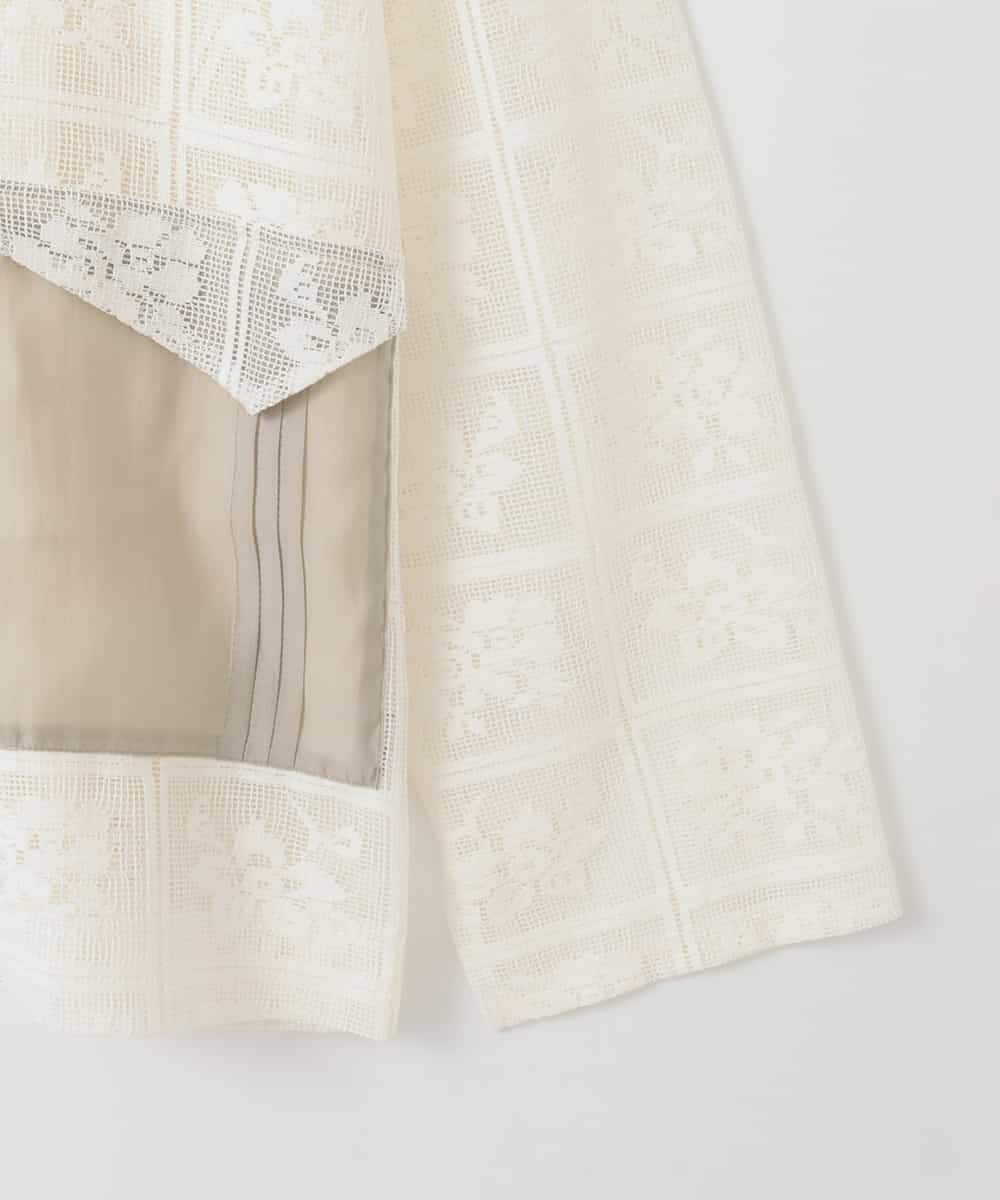 ZMJGE11120 al'aise modulation(アレーズモジュレーション) フラワーモチーフシアージャケット ホワイト