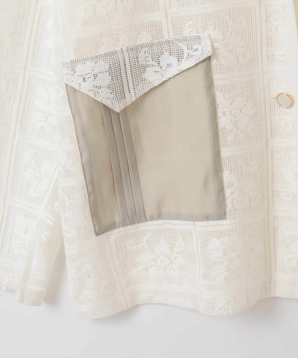 ZMJGE11120 al'aise modulation(アレーズモジュレーション) フラワーモチーフシアージャケット ホワイト