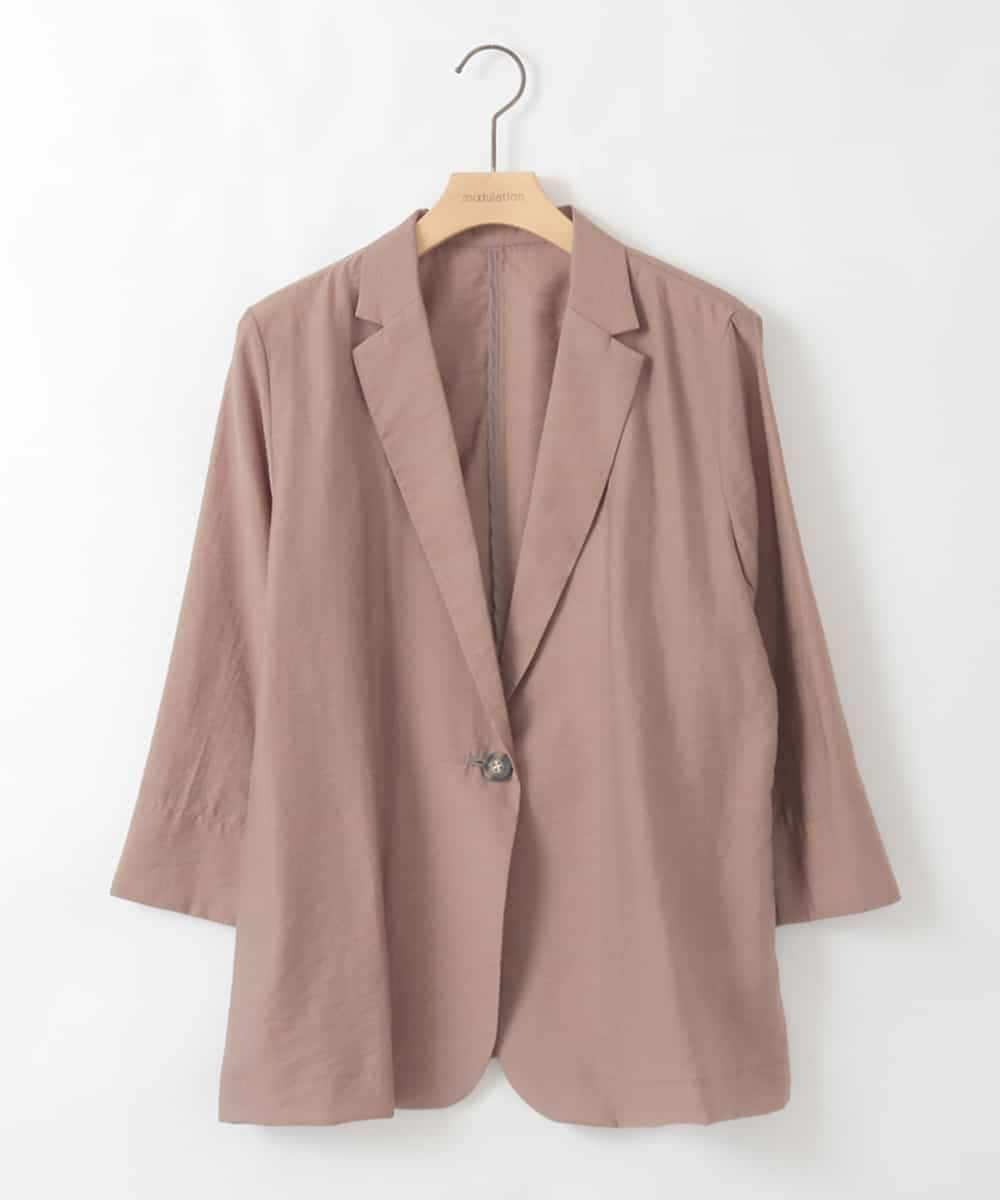 ZMJGE12130 al'aise modulation(アレーズモジュレーション) 【洗える】七分袖シアージャケット ブラウン