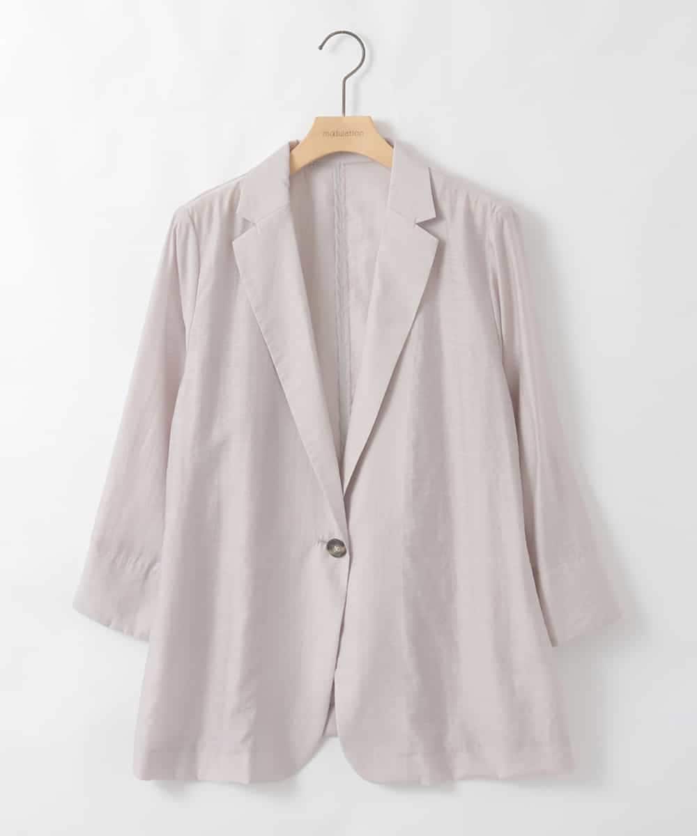 ZMJGE12130 al'aise modulation(アレーズモジュレーション) 【洗える】七分袖シアージャケット ライトグレー