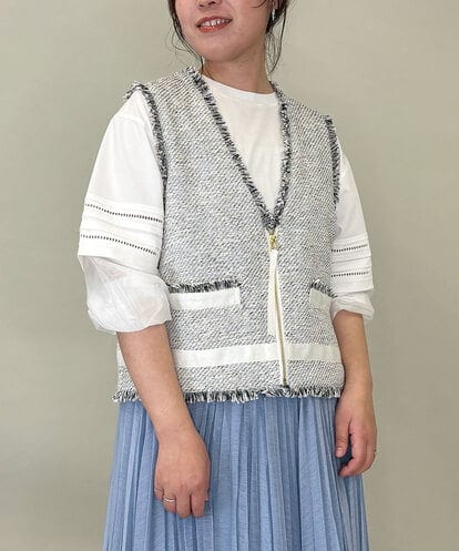 ZMJGE13150 al'aise modulation ツイードショートジレ