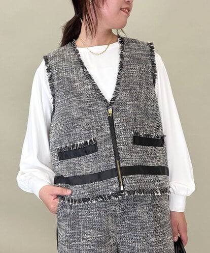 ZMJGE13150 al'aise modulation ツイードショートジレ