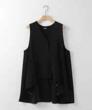 ZMJGE14140 al'aise modulation(アレーズモジュレーション) テールロングVネックフレアジレ ブラック