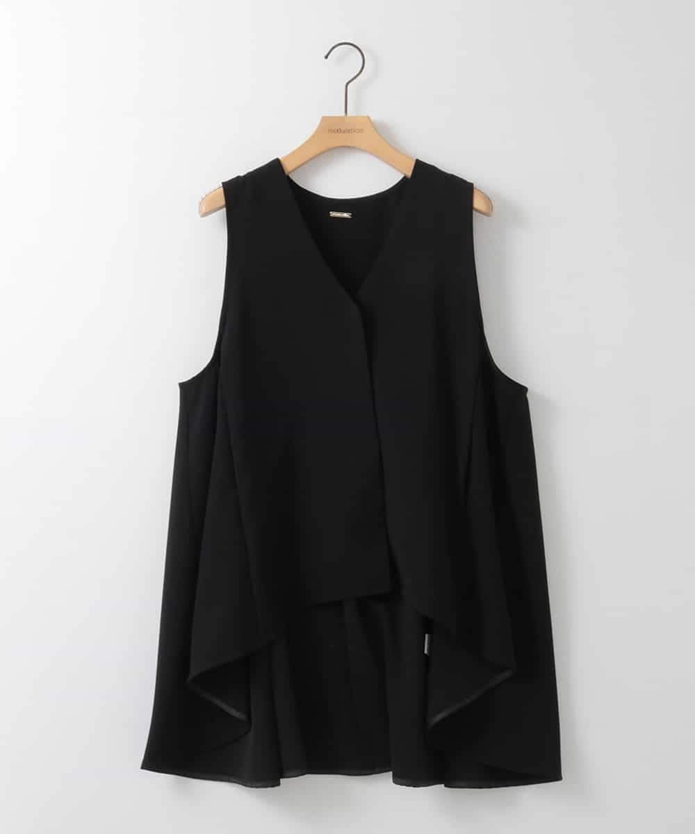 ZMJGE14140 al'aise modulation(アレーズモジュレーション) テールロングVネックフレアジレ ブラック