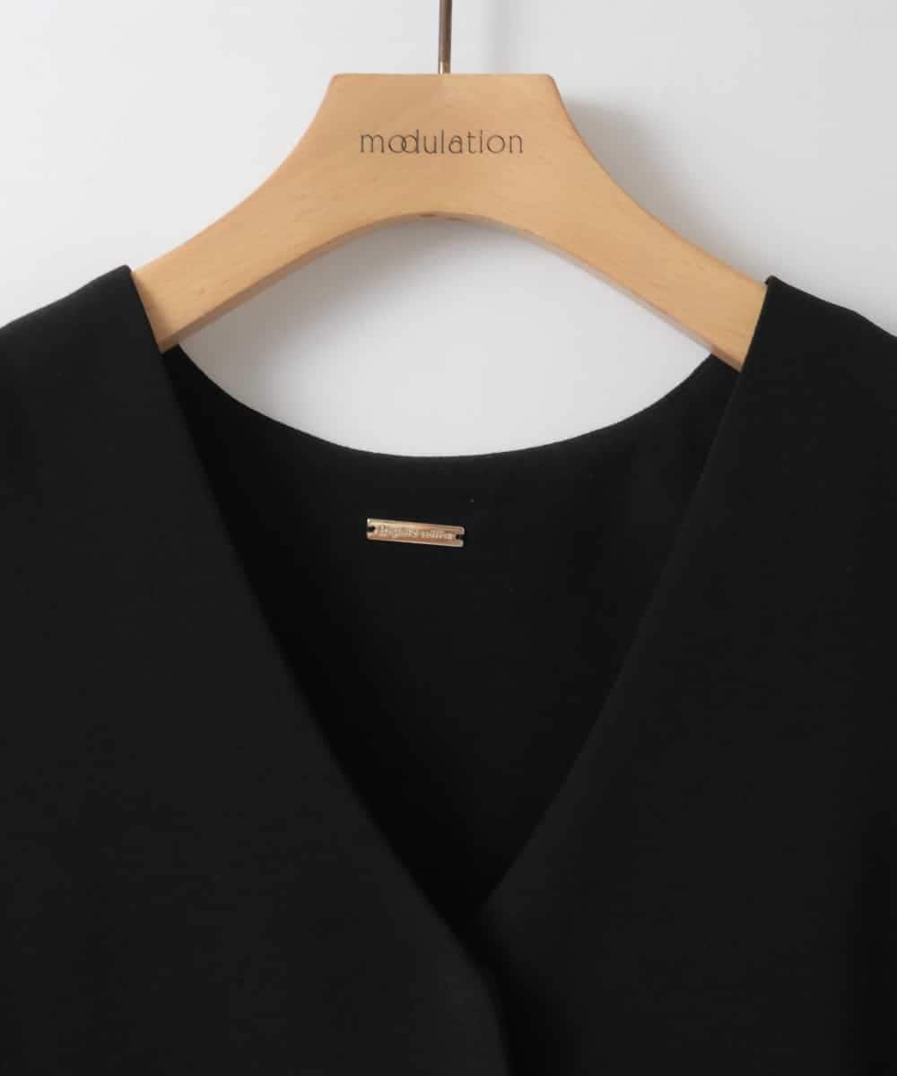 ZMJGE14140 al'aise modulation(アレーズモジュレーション) テールロングVネックフレアジレ ブラック