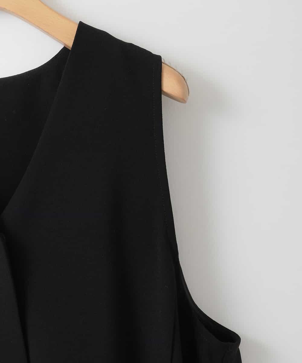 ZMJGE14140 al'aise modulation(アレーズモジュレーション) テールロングVネックフレアジレ ブラック