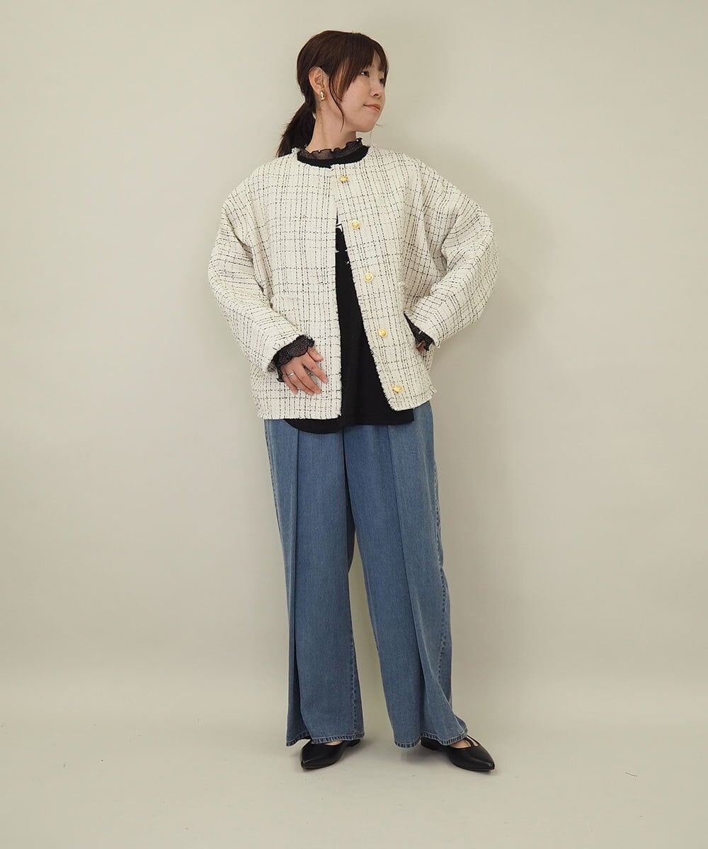 ZMJGE16189 al'aise modulation(アレーズモジュレーション) ツイードドルマンジャケット ホワイト