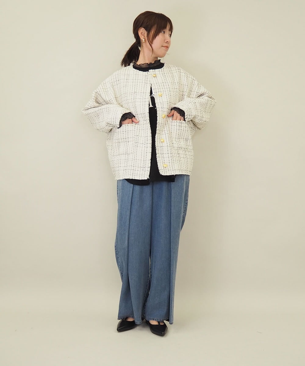 ZMJGE16189 al'aise modulation(アレーズモジュレーション) ツイードドルマンジャケット ホワイト