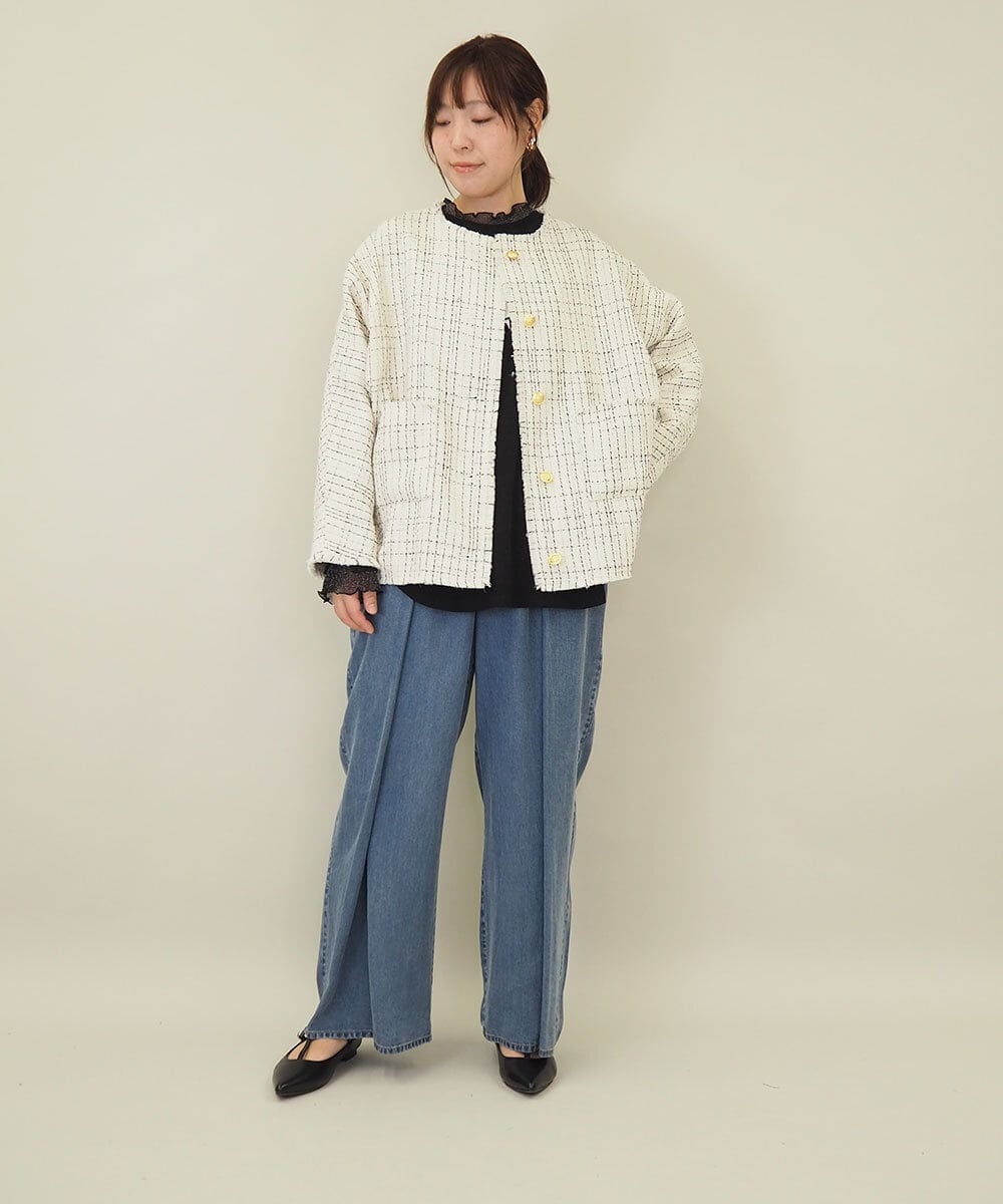 ZMJGE16189 al'aise modulation(アレーズモジュレーション) ツイードドルマンジャケット ホワイト