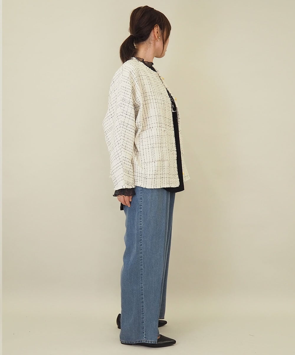 ZMJGE16189 al'aise modulation(アレーズモジュレーション) ツイードドルマンジャケット ホワイト