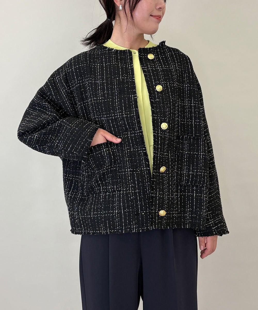 ZMJGE16189 al'aise modulation(アレーズモジュレーション) ツイードドルマンジャケット ブラック