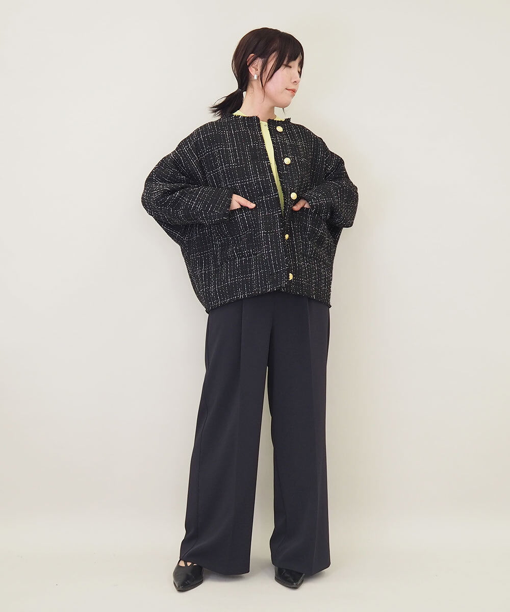 ZMJGE16189 al'aise modulation(アレーズモジュレーション) ツイードドルマンジャケット ブラック