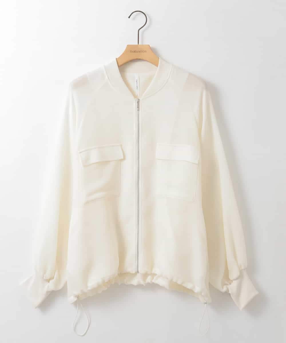 ZMJGE17150 al'aise modulation(アレーズモジュレーション) ドロストヘムジップアップメッシュブルゾン ホワイト