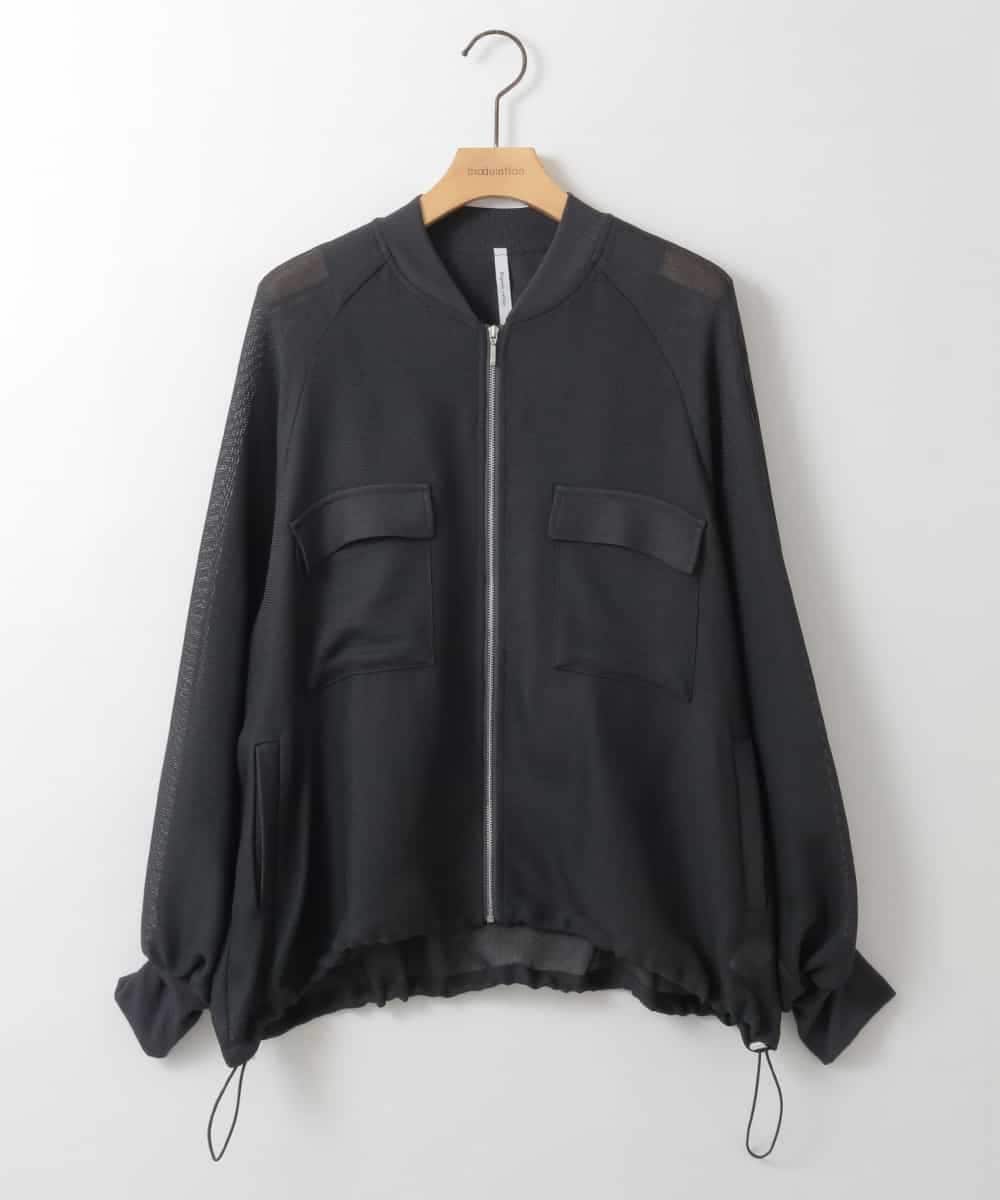 ZMJGE17150 al'aise modulation(アレーズモジュレーション) ドロストヘムジップアップメッシュブルゾン ダークグレー