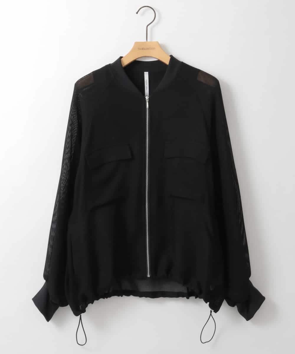 ZMJGE17150 al'aise modulation(アレーズモジュレーション) ドロストヘムジップアップメッシュブルゾン ブラック
