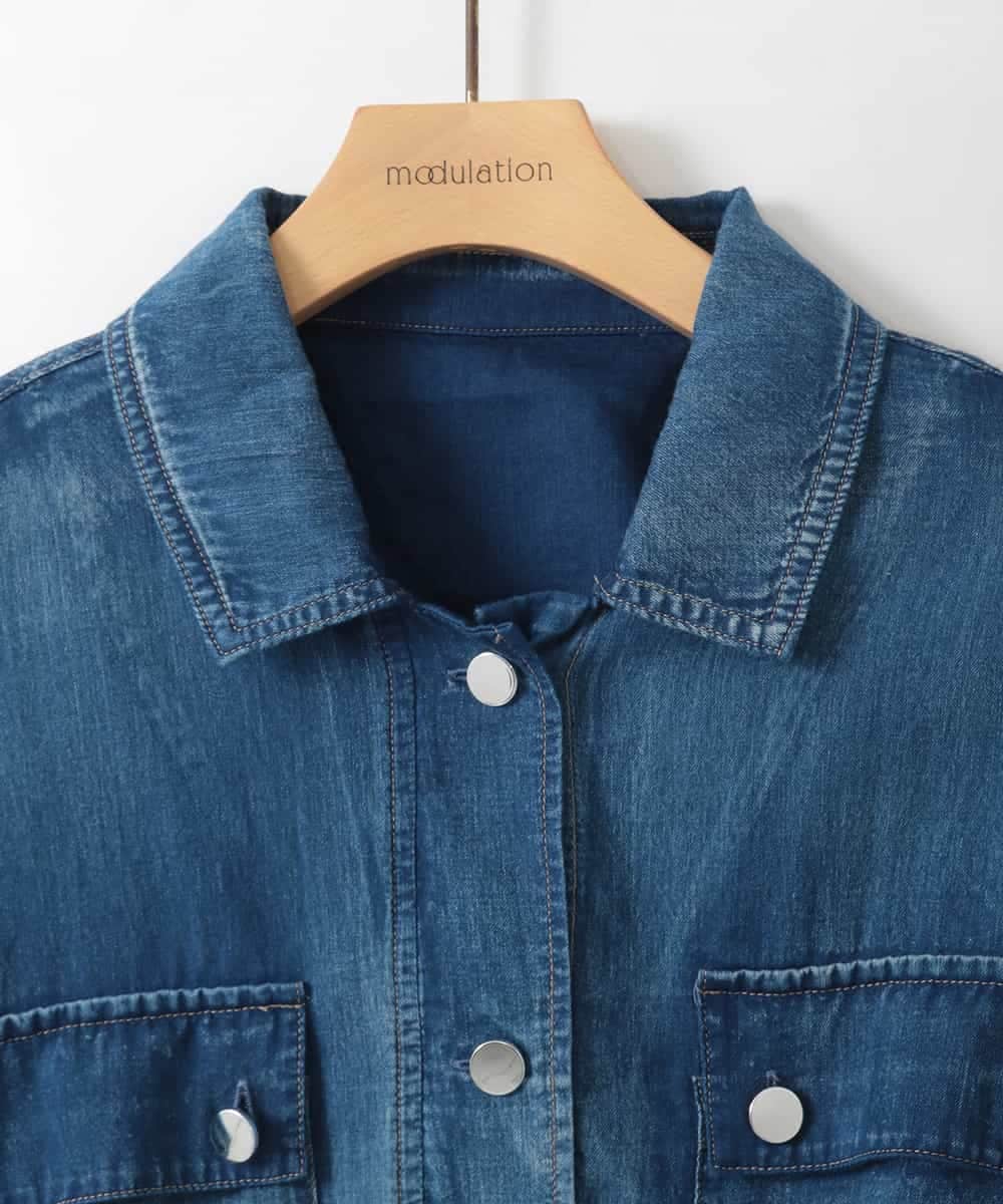 ZMJGE18160 al'aise modulation(アレーズモジュレーション) エアーコットンデニムジャケット ネイビー