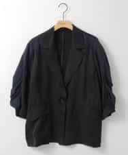 ZMJGE19180 al'aise modulation(アレーズモジュレーション) ギャザースリーブデザインジャケット ネイビー