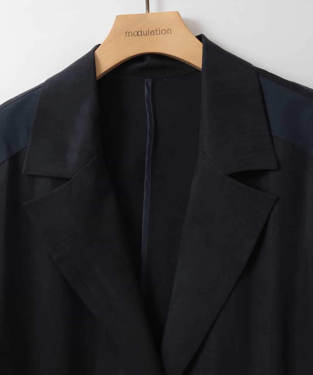 ZMJGE19180 al'aise modulation(アレーズモジュレーション) ギャザースリーブデザインジャケット ネイビー