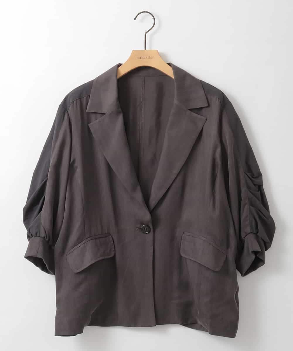 ZMJGE19180 al'aise modulation(アレーズモジュレーション) ギャザースリーブデザインジャケット ダークグレー