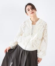 ZMJGE20098 al'aise modulation(アレーズモジュレーション) レースシアージップアップブルゾン アイボリー