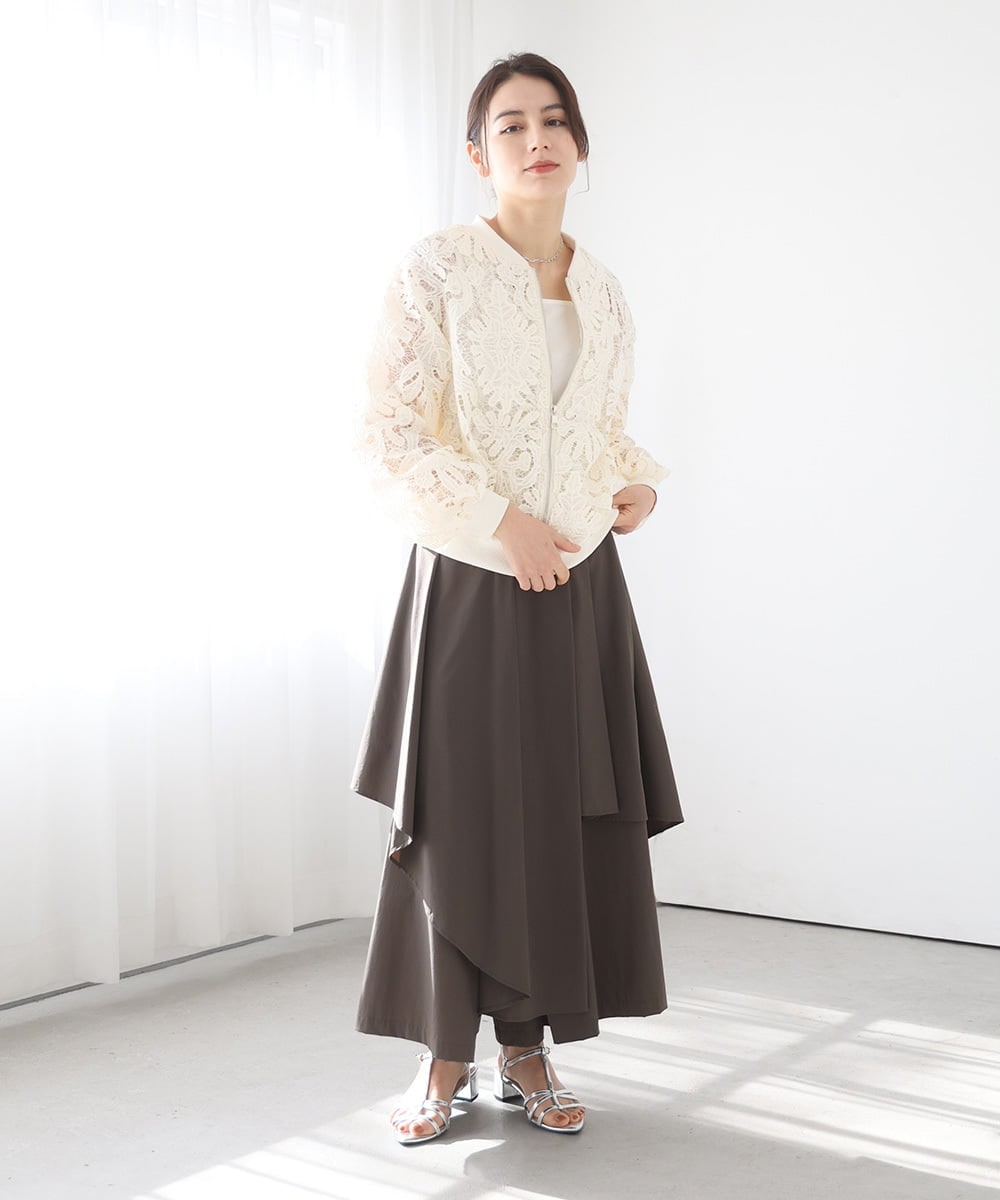 ZMJGE20098 al'aise modulation(アレーズモジュレーション) レースシアージップアップブルゾン アイボリー