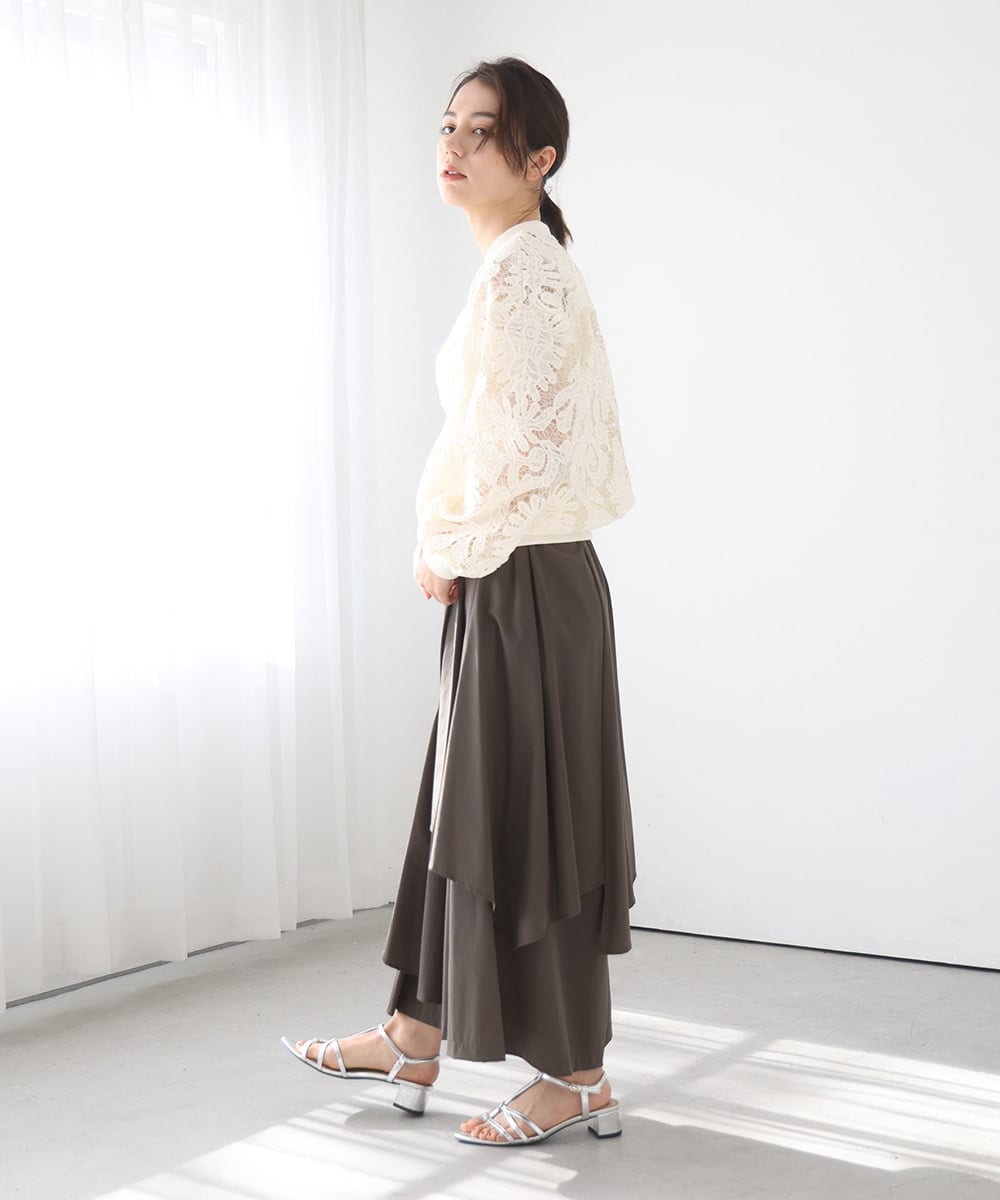 ZMJGE20098 al'aise modulation(アレーズモジュレーション) レースシアージップアップブルゾン アイボリー