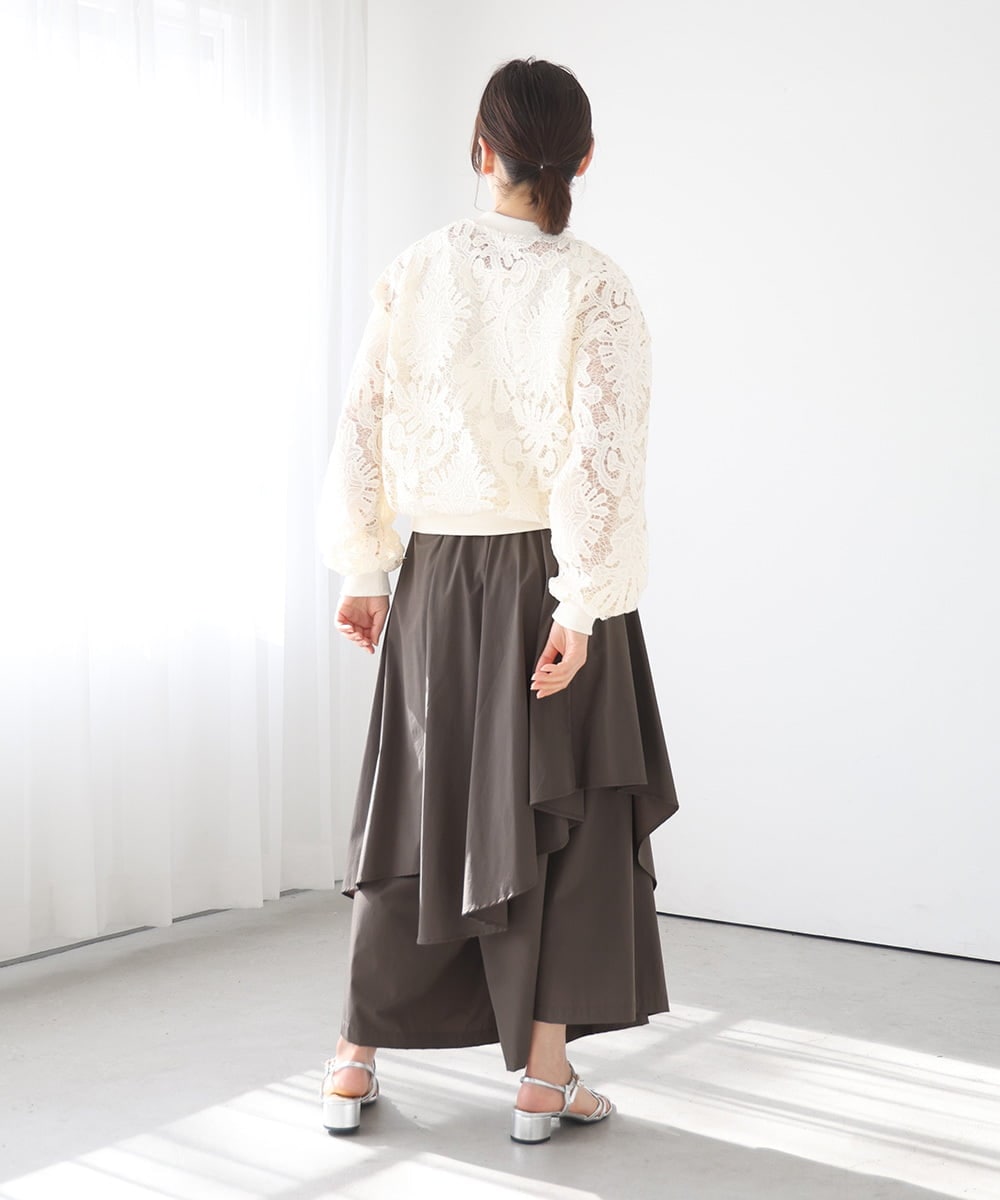 ZMJGE20098 al'aise modulation(アレーズモジュレーション) レースシアージップアップブルゾン アイボリー