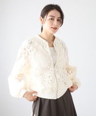 ZMJGE20098 al'aise modulation(アレーズモジュレーション) レースシアージップアップブルゾン アイボリー