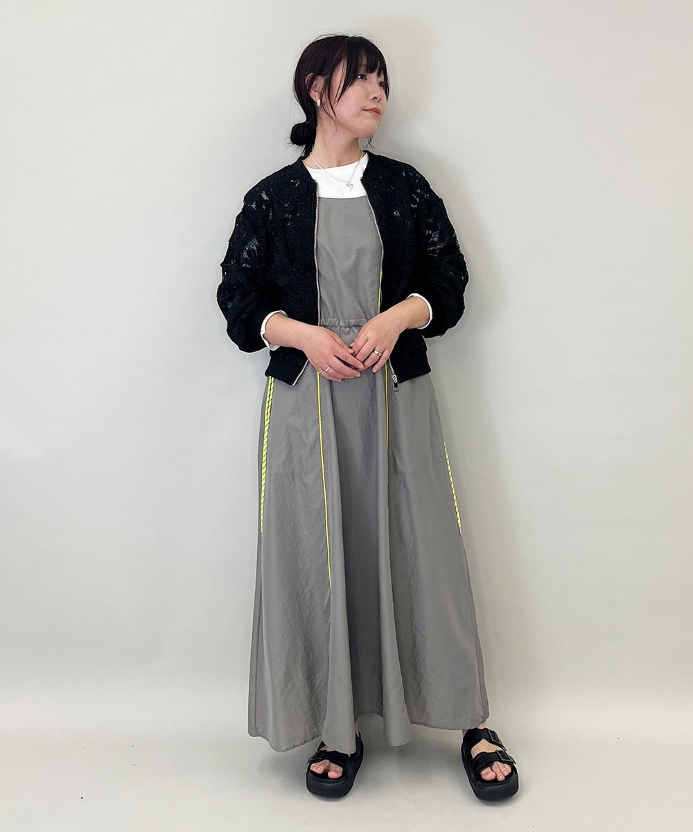 ZMJGE20098 al'aise modulation(アレーズモジュレーション) レースシアージップアップブルゾン ブラック