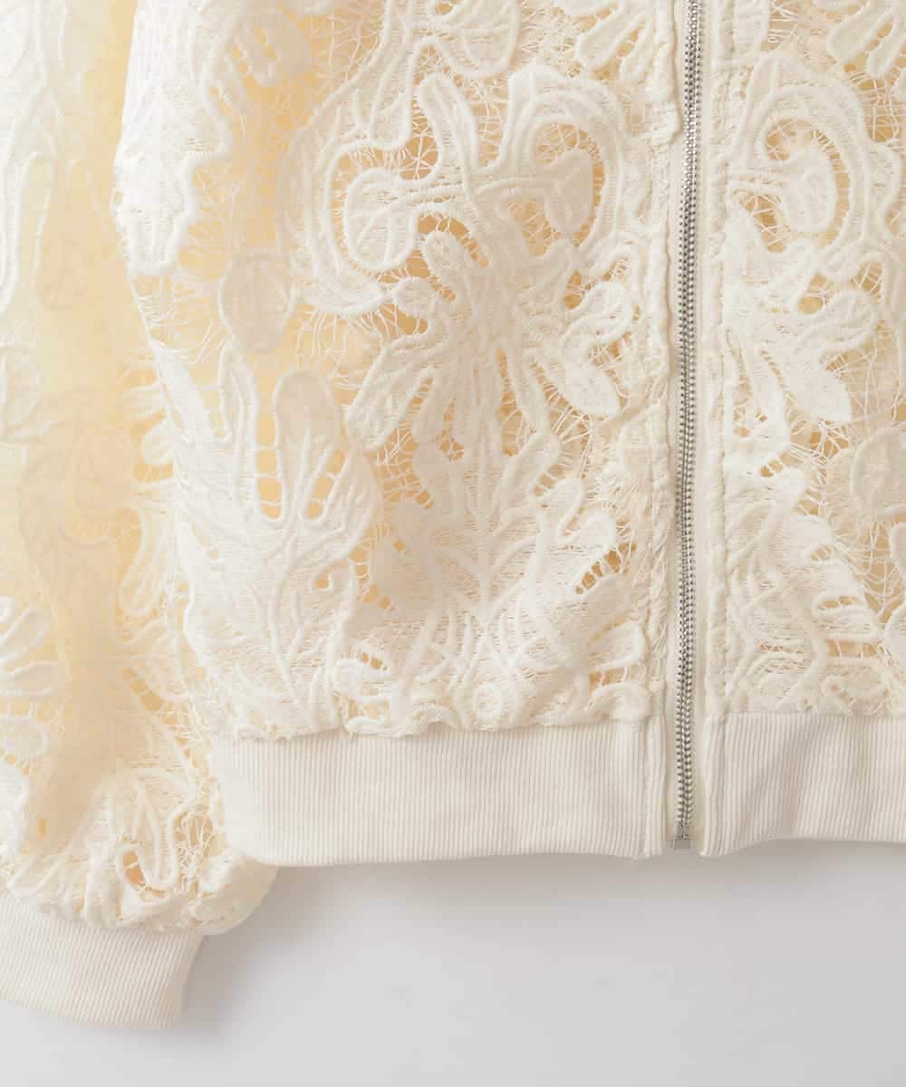 ZMJGE20098 al'aise modulation(アレーズモジュレーション) レースシアージップアップブルゾン アイボリー