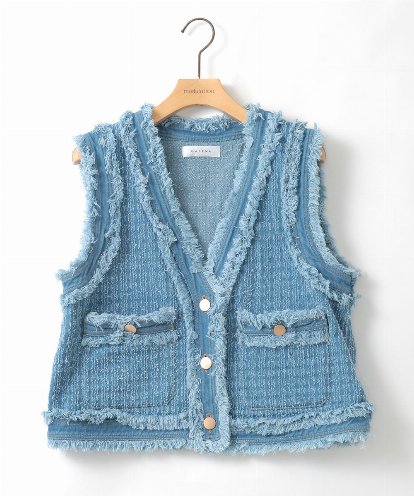 ZMJGE21140 al'aise modulation ツイードライクデニムVネックベスト