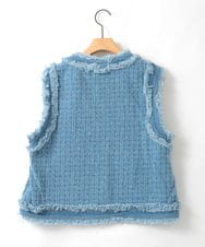 ZMJGE21140 al'aise modulation(アレーズモジュレーション) ツイードライクデニムVネックベスト ライトブルー