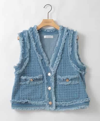 ZMJGE21140 al'aise modulation ツイードライクデニムVネックベスト