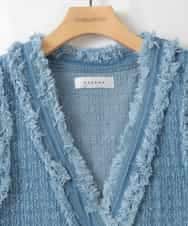 ZMJGE21140 al'aise modulation(アレーズモジュレーション) ツイードライクデニムVネックベスト ライトブルー