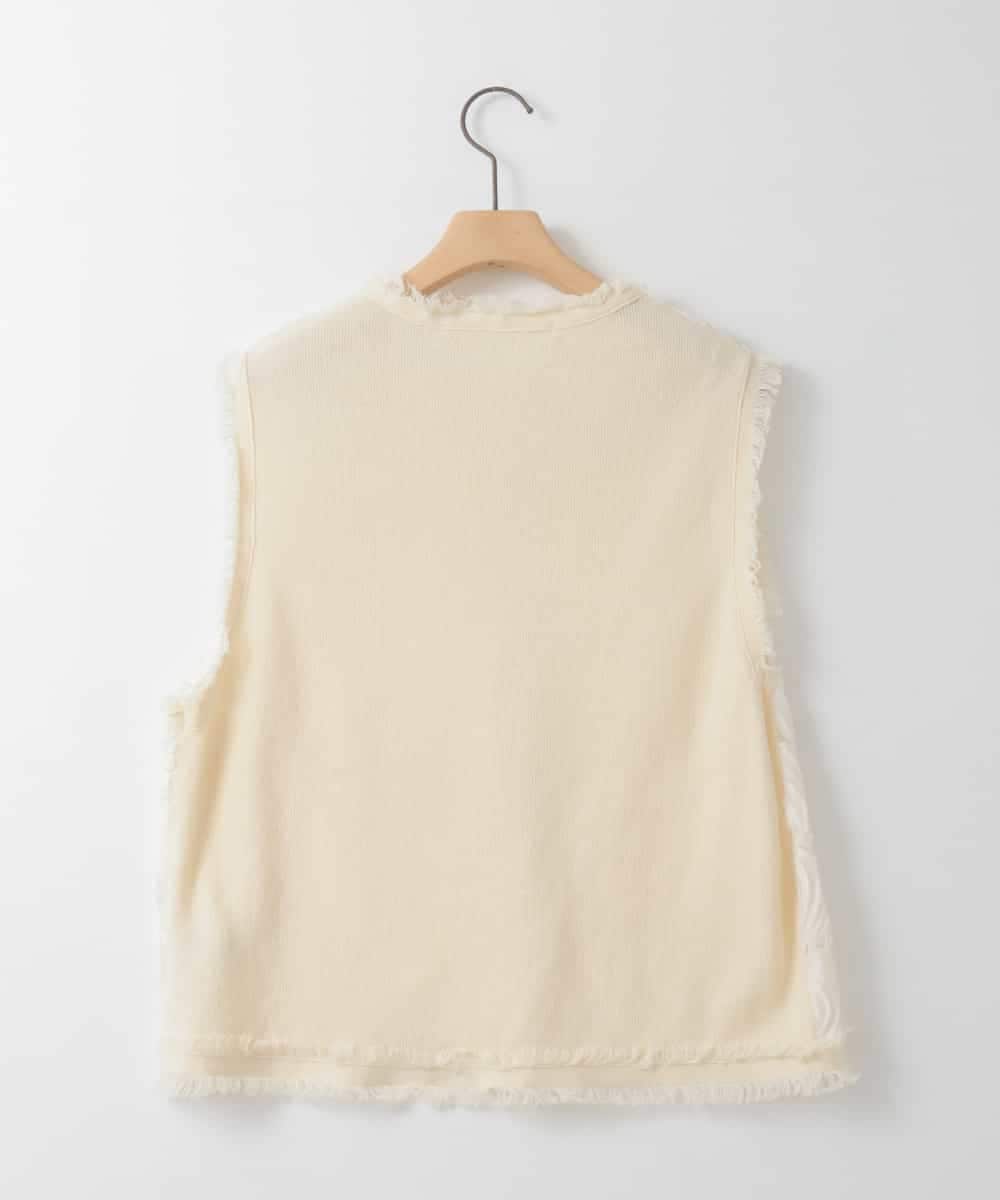 ZMJGE23128 al'aise modulation(アレーズモジュレーション) 【洗える】コード刺繍ニットベスト ホワイト