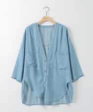 ZMJGE24149 al'aise modulation(アレーズモジュレーション) オーバーサイズデニムシャツジャケット ライトブルー
