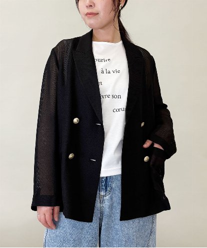 ZMJGE25170 al'aise modulation 金釦メッシュダブルジャケット