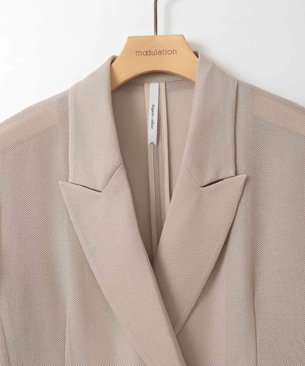 ZMJGE25170 al'aise modulation(アレーズモジュレーション) 金釦メッシュダブルジャケット ベージュ