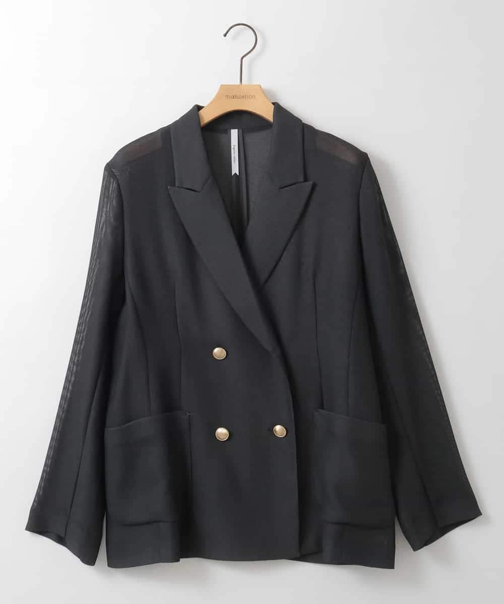 ZMJGE25170 al'aise modulation(アレーズモジュレーション) 金釦メッシュダブルジャケット ダークグレー